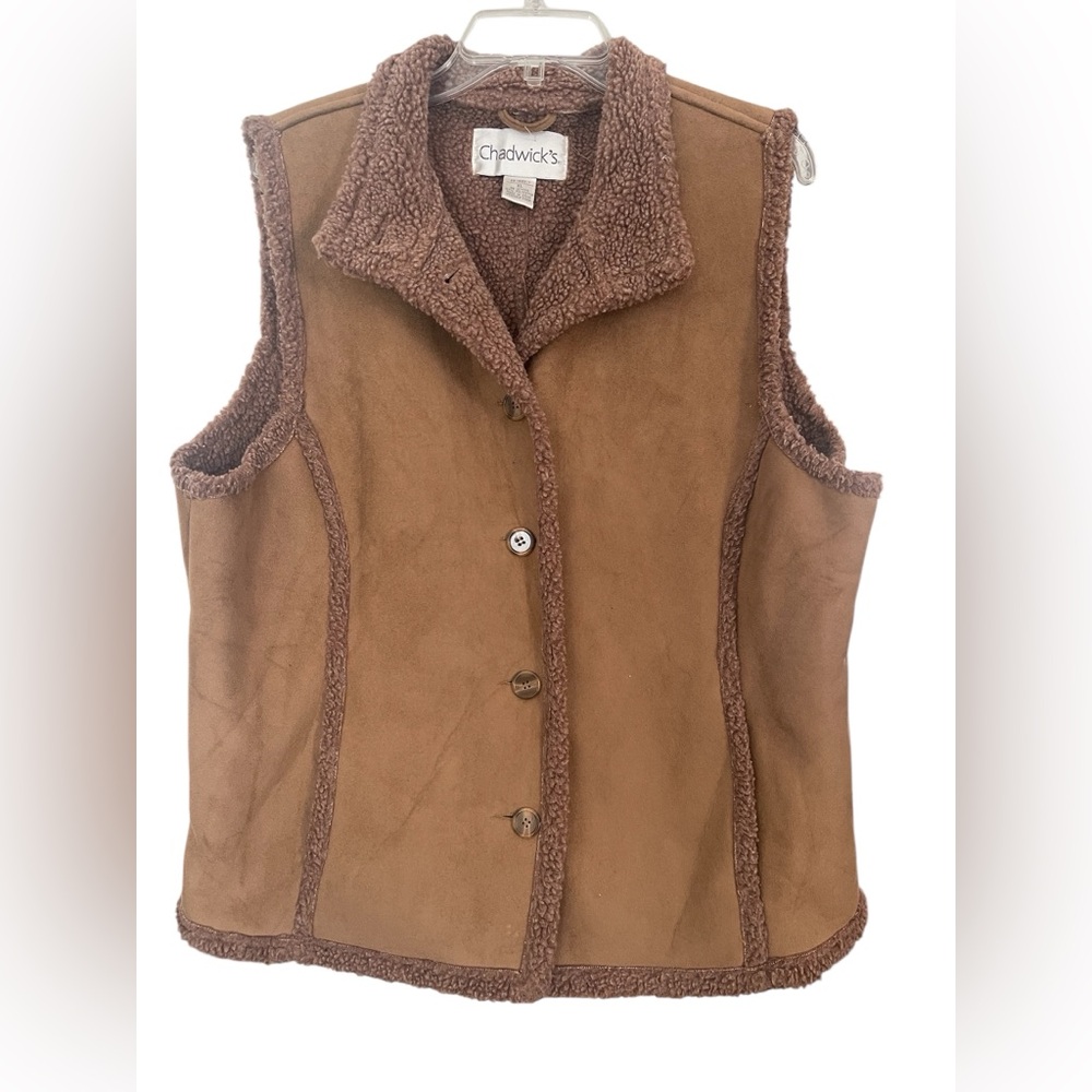 Chadwicks Women's Size XL  Brown Shearling Vest